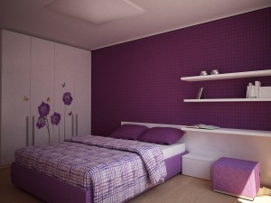 Sypialnia fioletowe ściany